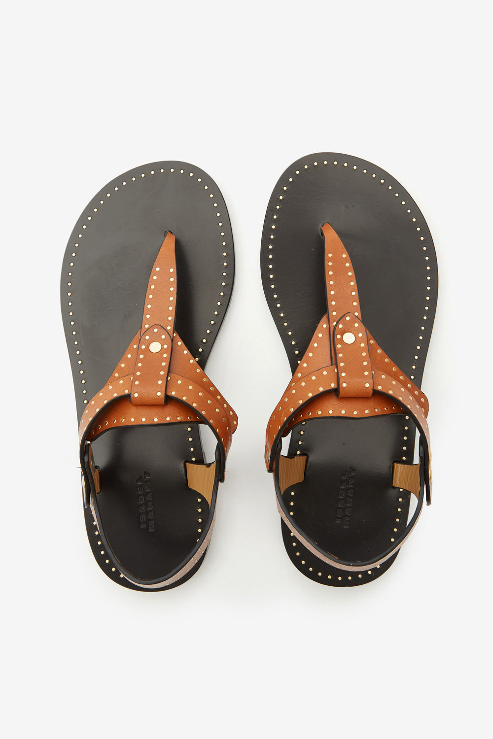 Sandalias planas de piel con tachuelas joony - Havana - Woman - 4