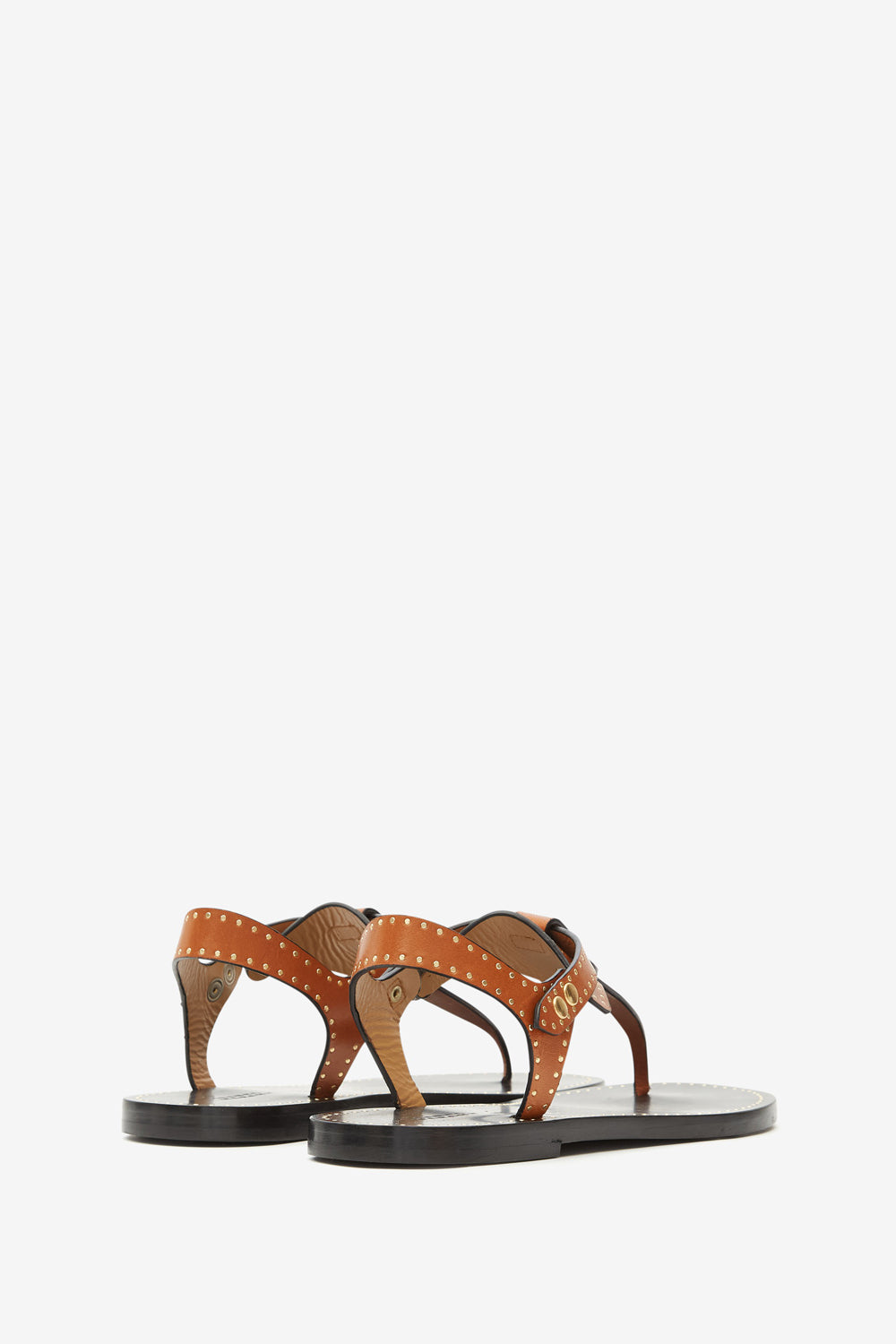 Sandalias planas de piel con tachuelas joony - Havana - Woman - 2