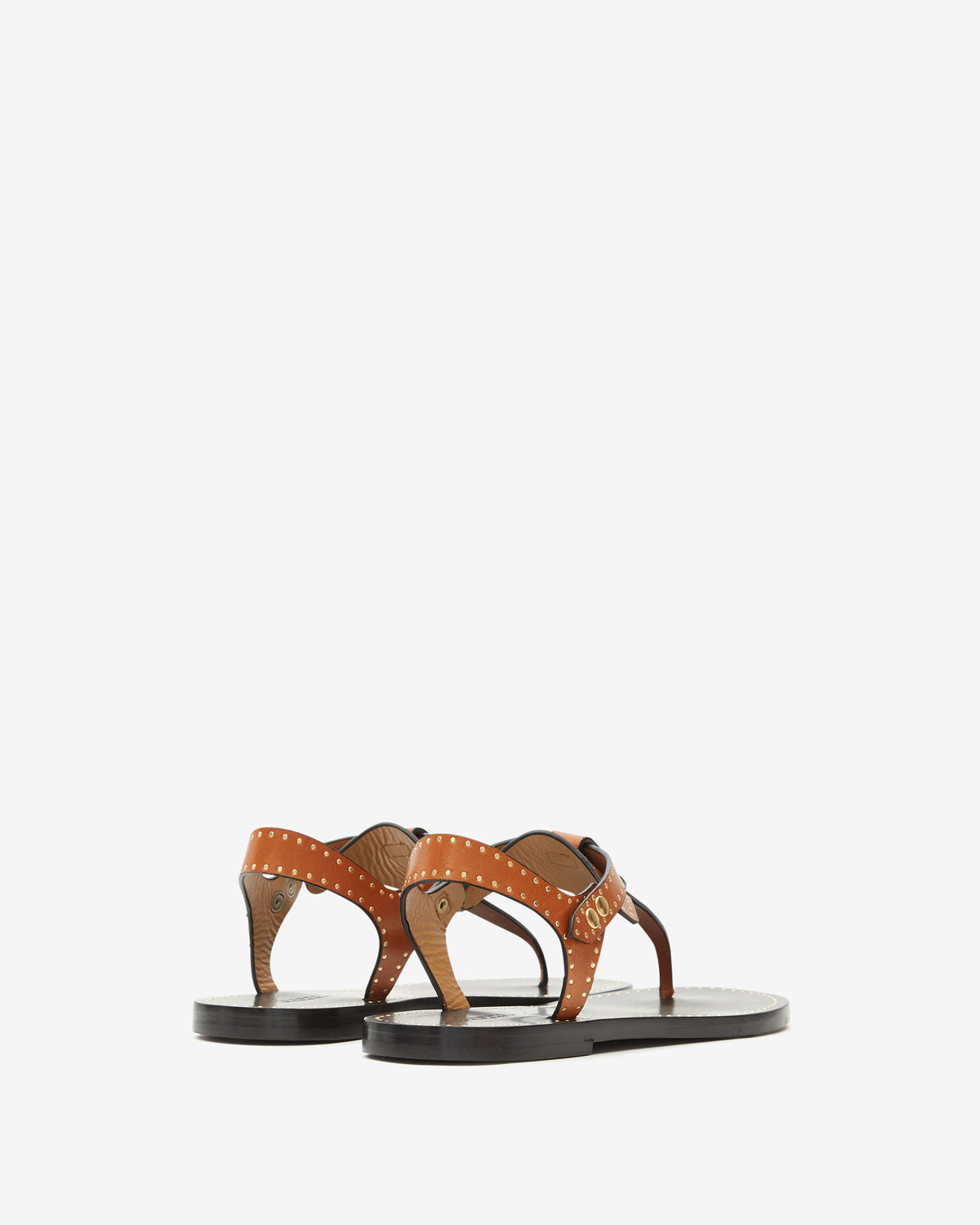 Sandalias planas de piel con tachuelas joony - Havana - Woman - 2
