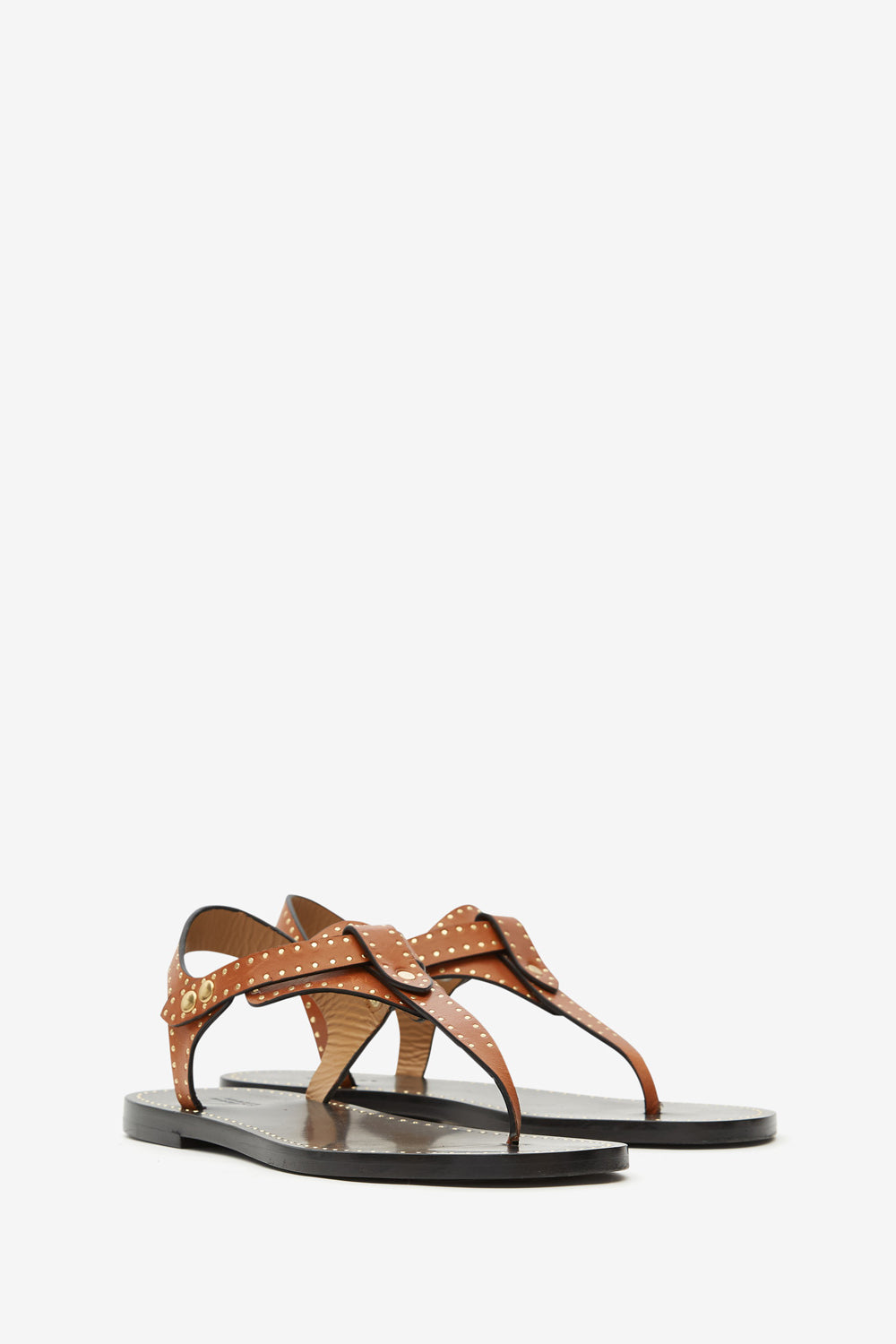 Sandalias planas de piel con tachuelas joony - Havana - Woman - 3