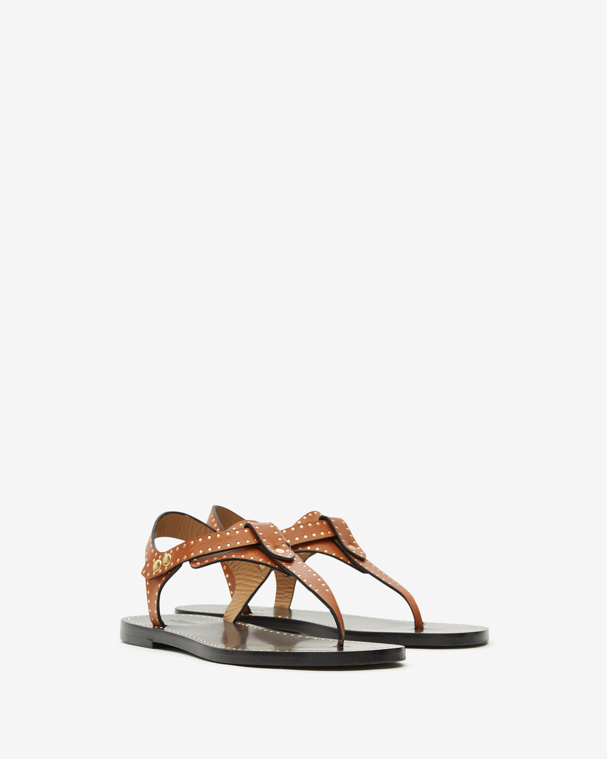 Sandalias planas de piel con tachuelas joony - Havana - Woman - 3