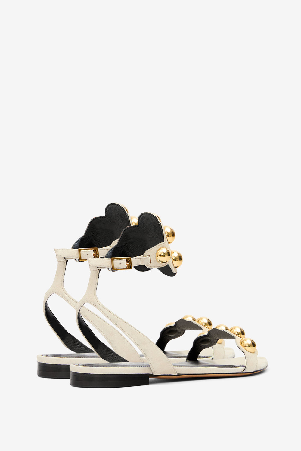 Aselda jeweled suede leather sandals - Ecru-gold - Woman - 2