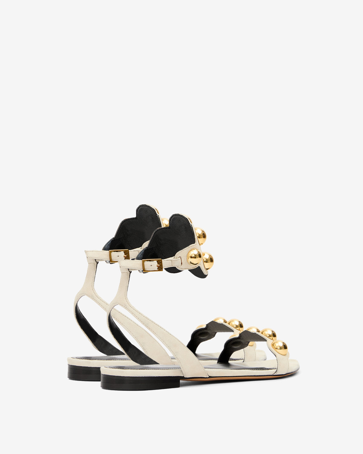 Aselda jeweled suede leather sandals - Ecru-gold - Woman - 2