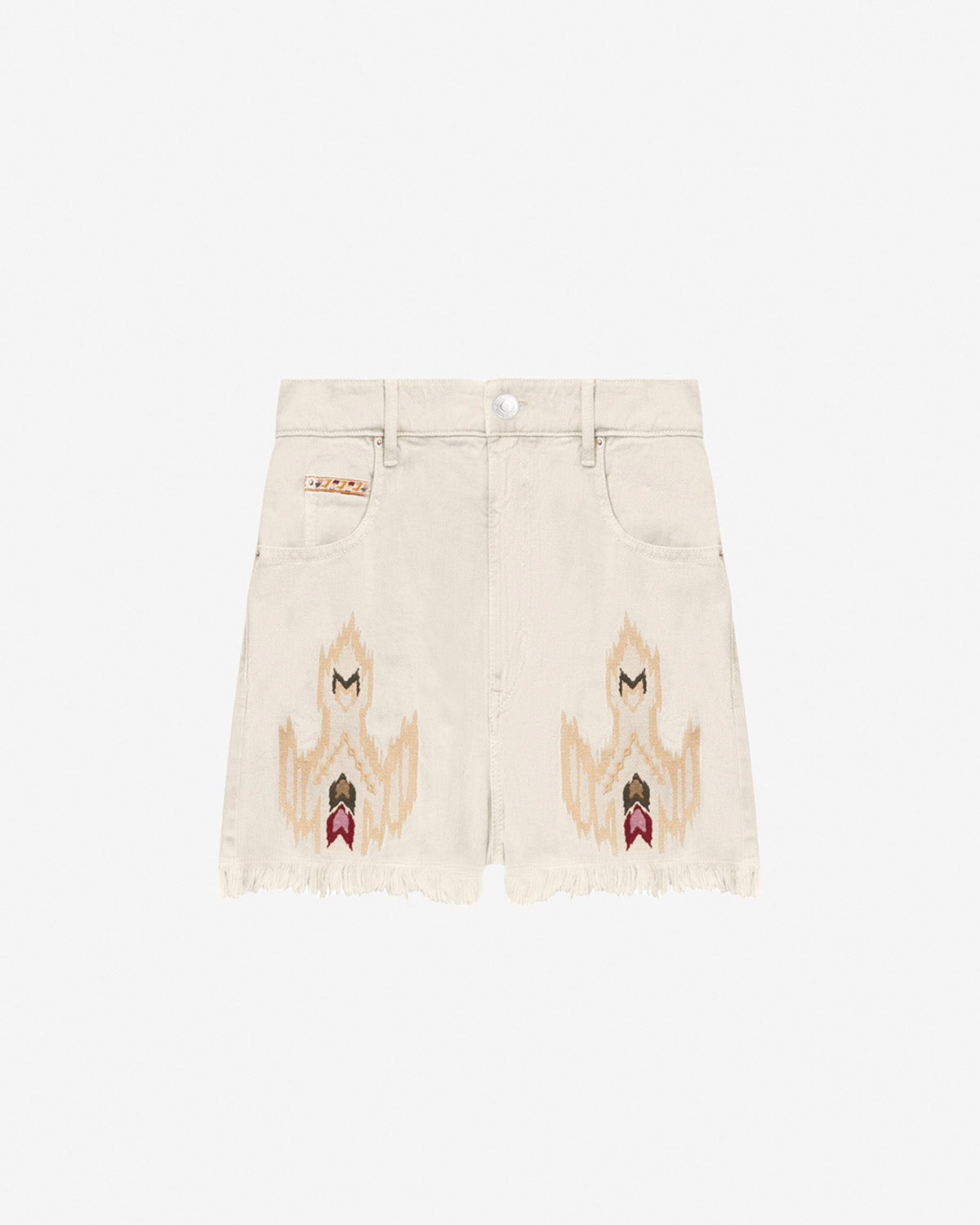 Lesia short embroidered denim shorts - Ecru - Woman - 5
