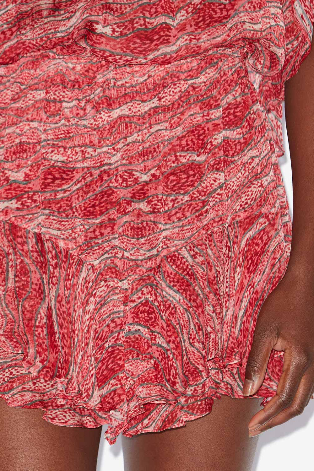 Short court sornel en mousseline imprimée - Rouge - Woman - 3