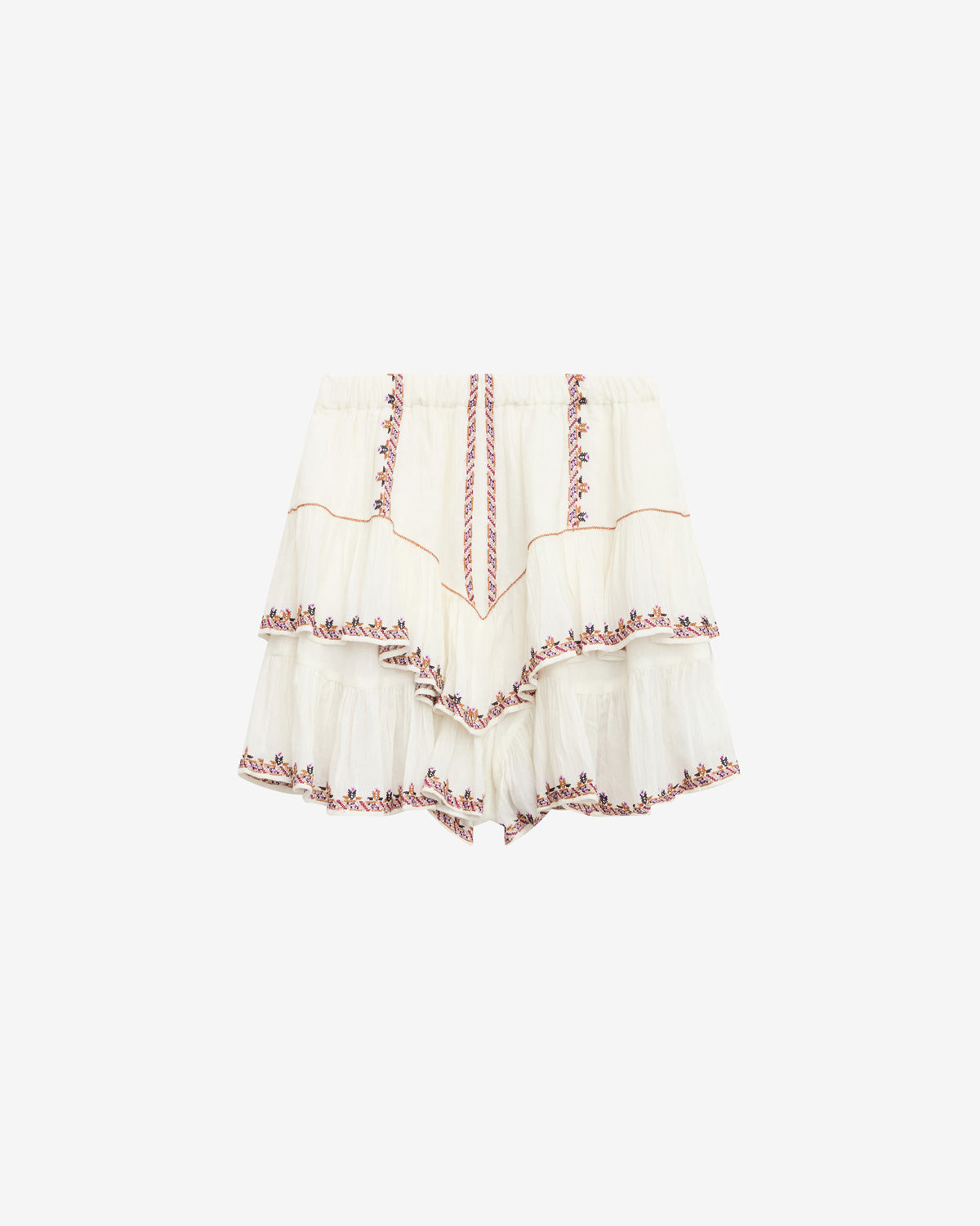 Jocadia ruffled embroidered gauze shorts - Ecru-ochre - Woman - 5