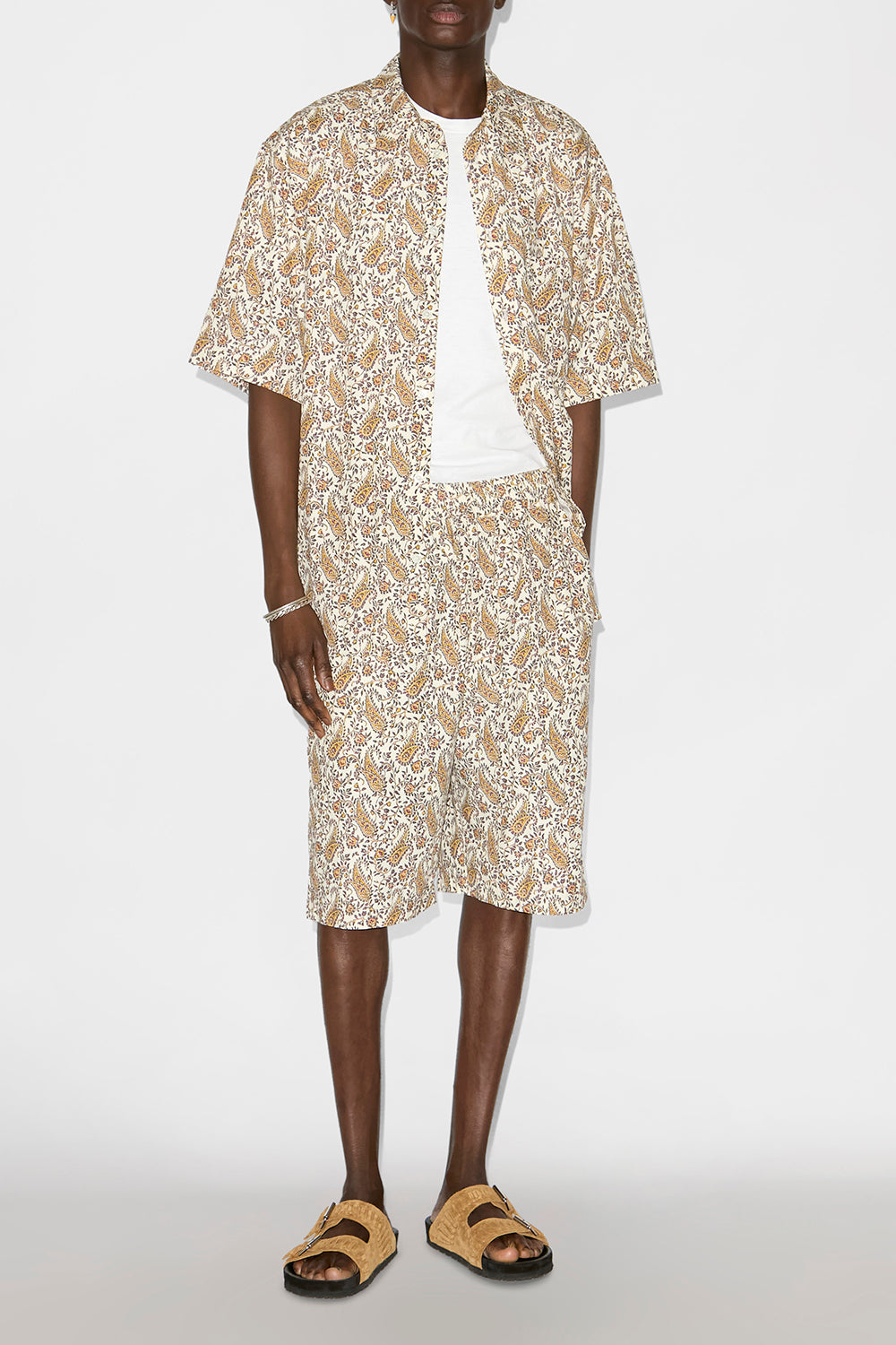 Layan shorts in printed cotton  - Ecru - Man - 2