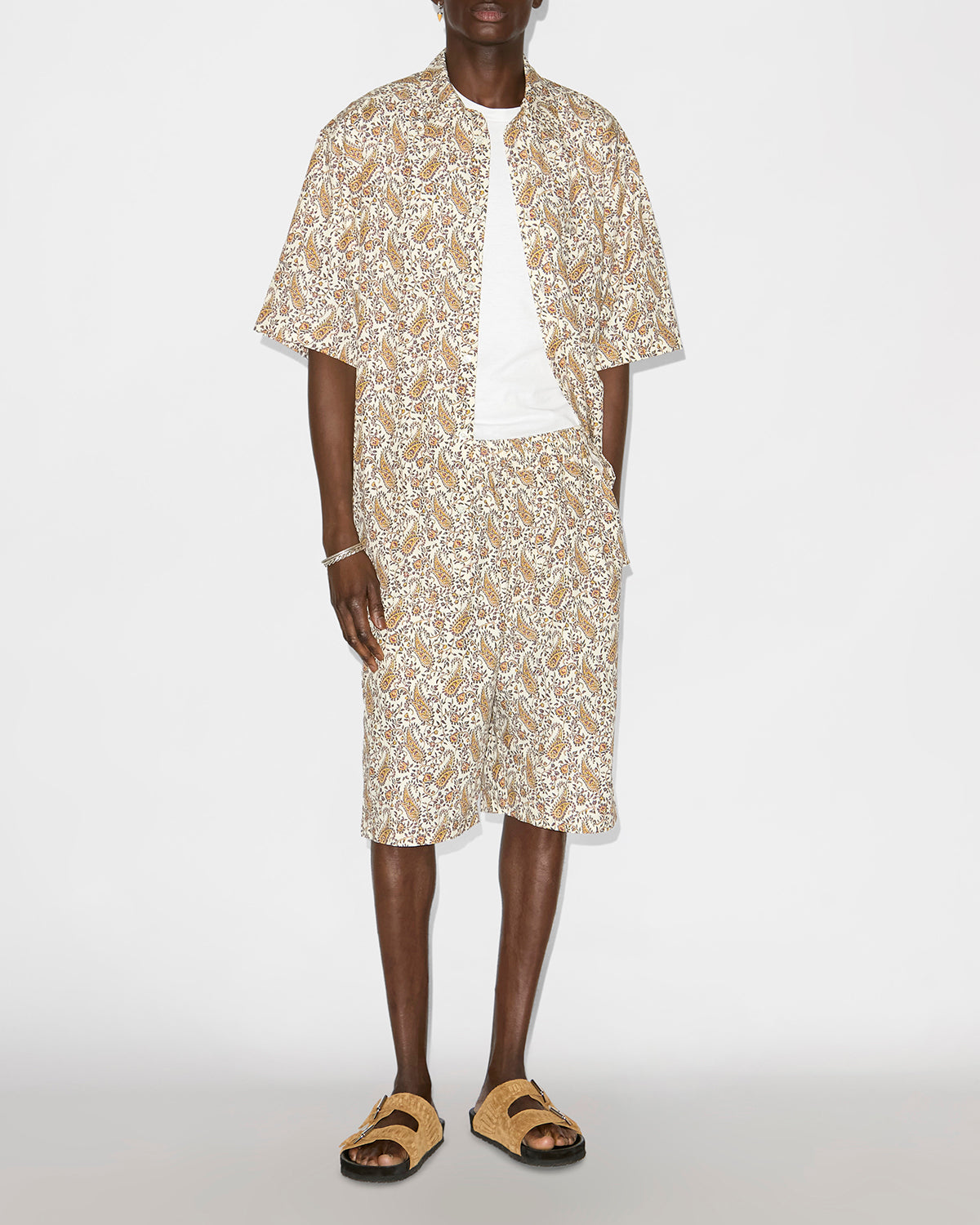 Layan shorts in printed cotton  - Ecru - Man - 1