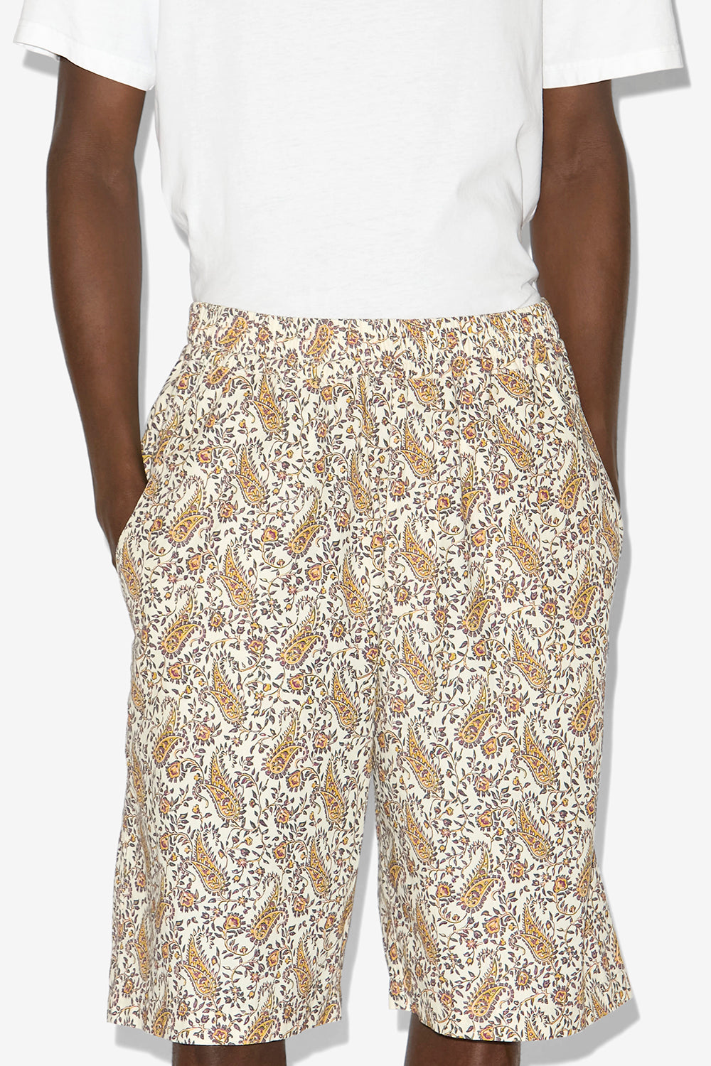 Layan shorts in printed cotton  - Ecru - Man - 4