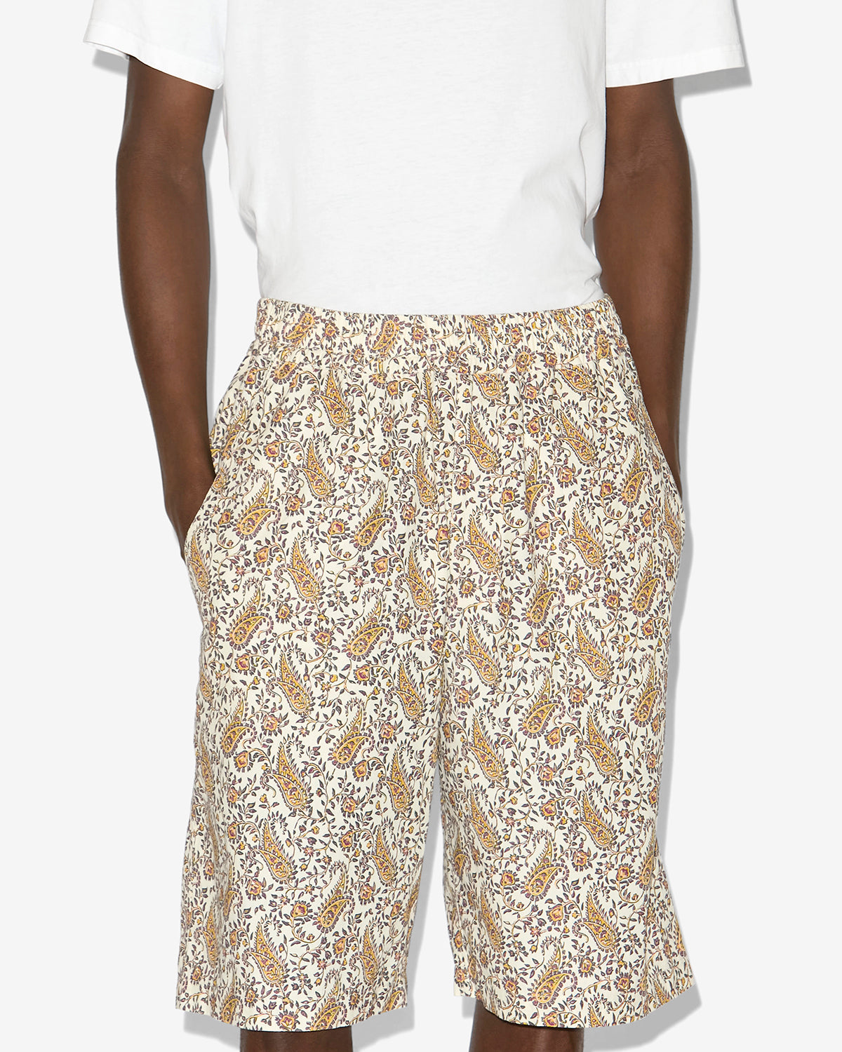 Layan shorts in printed cotton  - Ecru - Man - 3