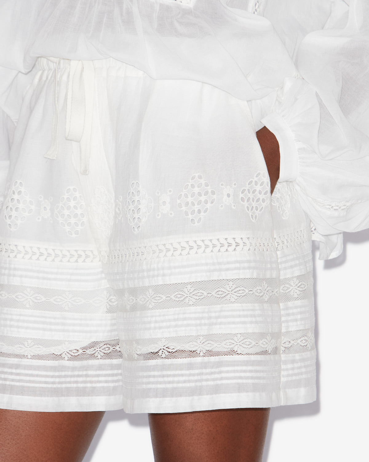 Damina short elaborate cotton voile shorts - White - Woman - 2