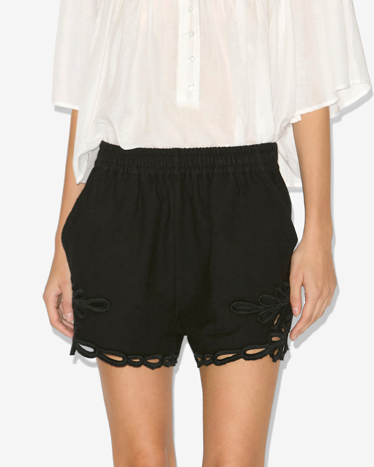 Safa short openwork embroidery shorts - Black - Woman - 3