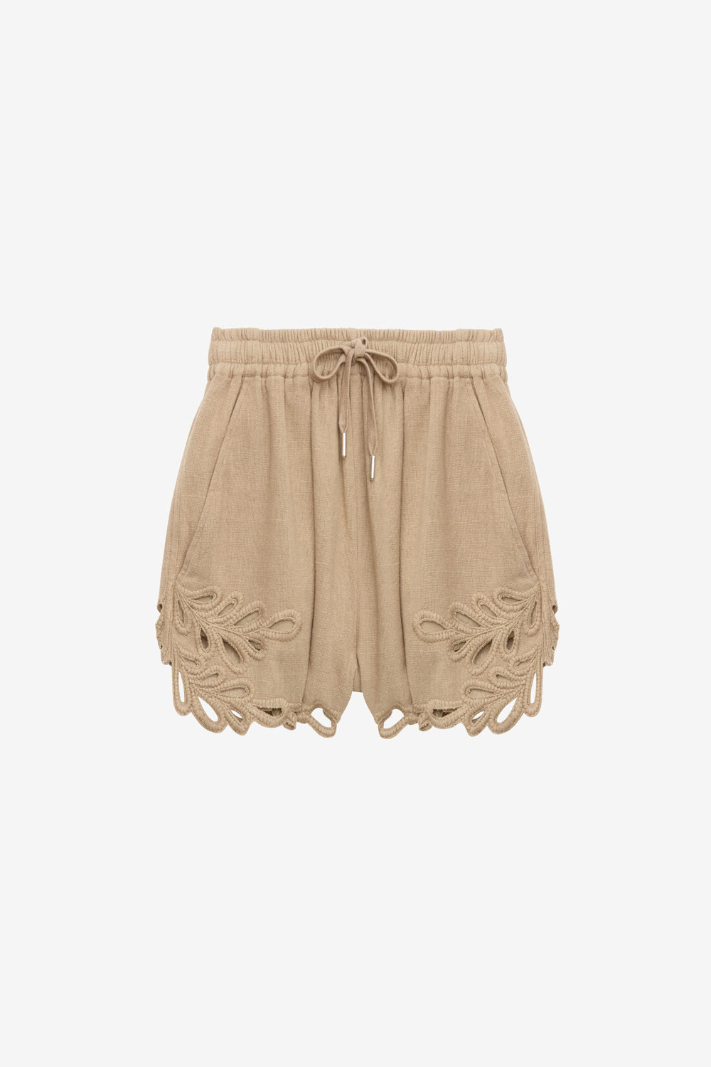 Short court safa à broderies ajourées - Clair kaki - Woman - 1