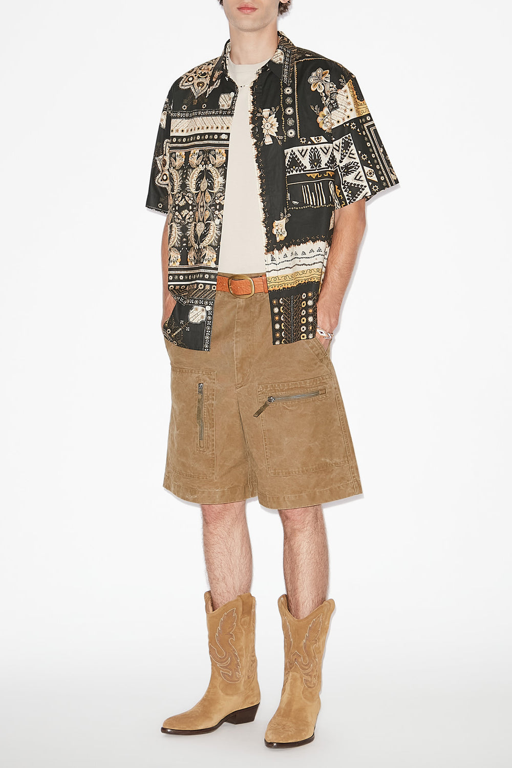 Kyle coated cotton shorts - Light bronze - Man - 2