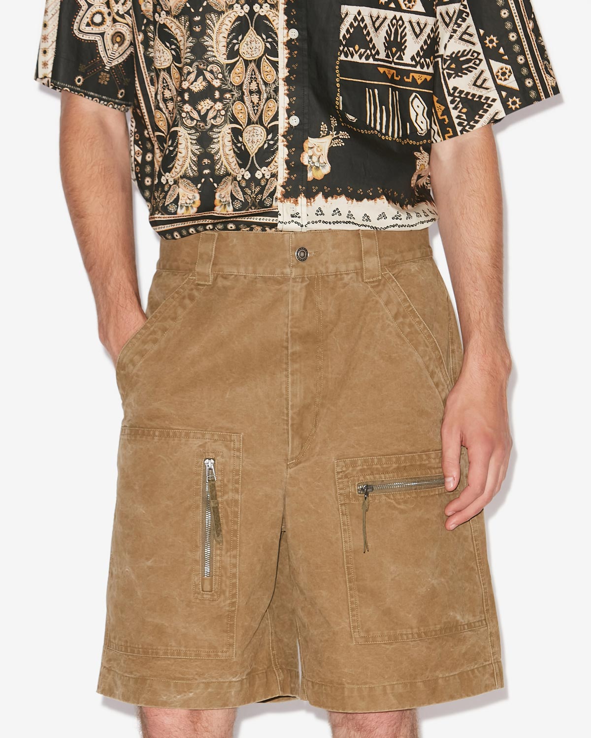 Kyle coated cotton shorts - Light bronze - Man - 3