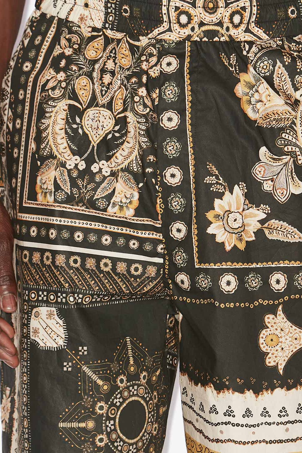 Gregorian printed cotton shorts - Black-ochre - Man - 3