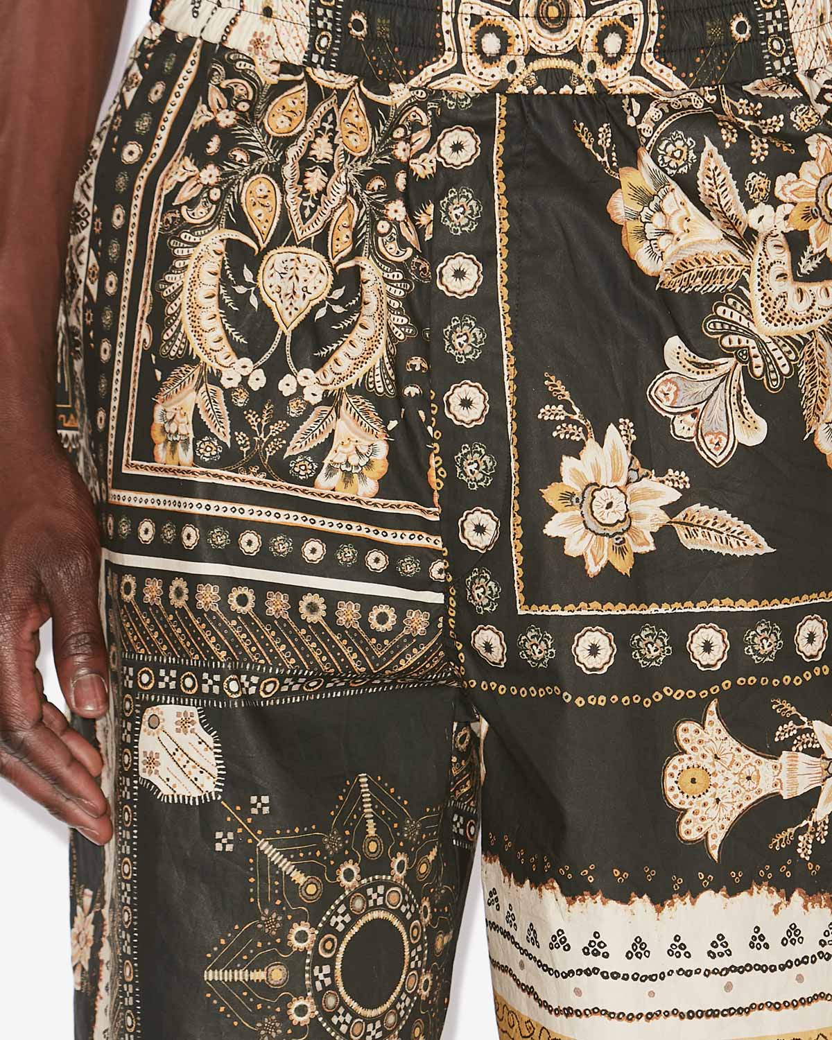 Gregorian printed cotton shorts - Black-ochre - Man - 2