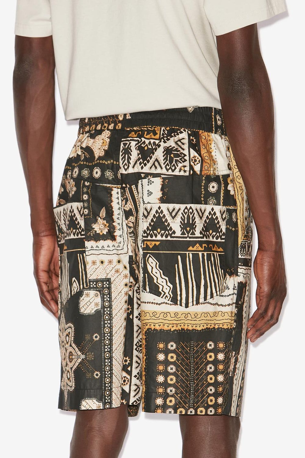 Gregorian printed cotton shorts - Black-ochre - Man - 5