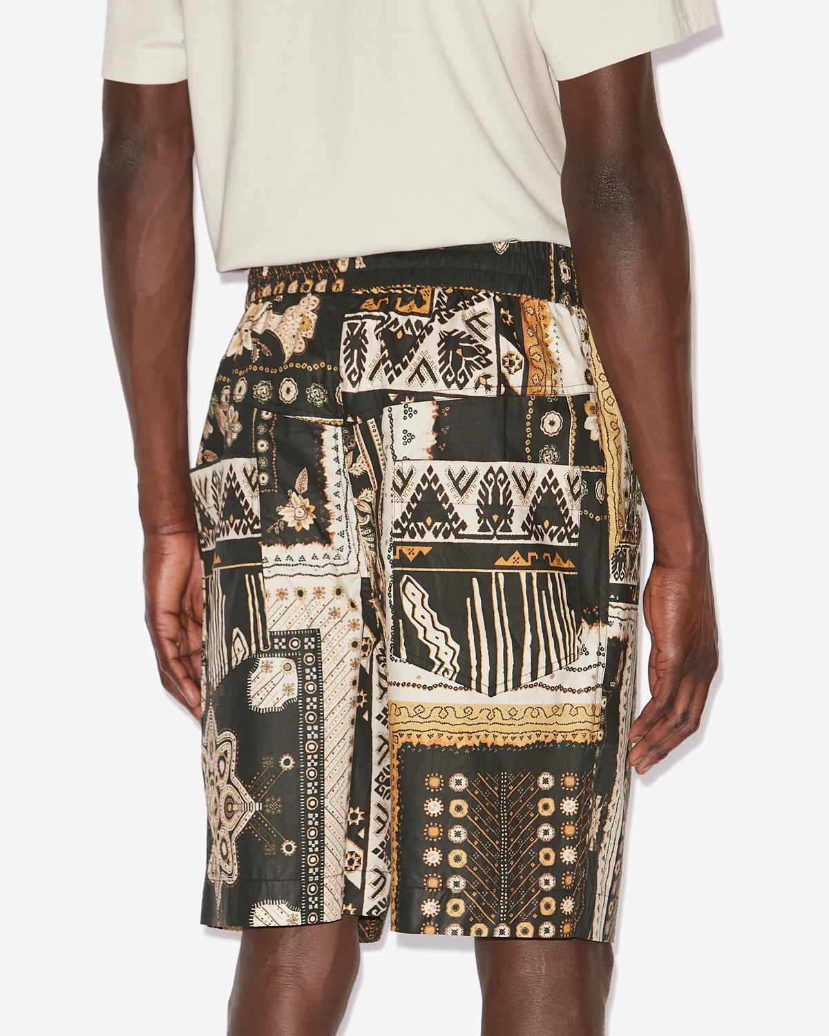 Gregorian printed cotton shorts - Black-ochre - Man - 4