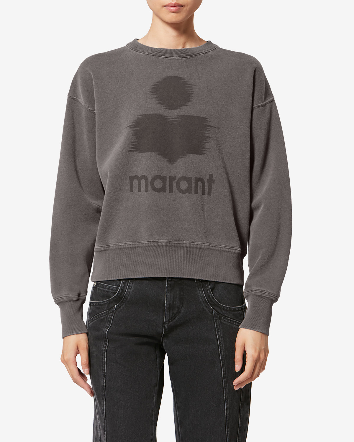 Mobyli cotton sweatshirt with logo - Anthracite - Woman - 3