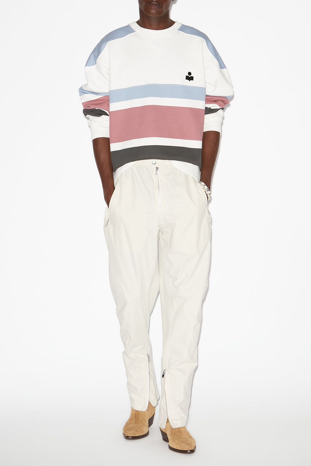 Gestreiftes sweatshirt meyoan mit logos - Beige - Man - 2