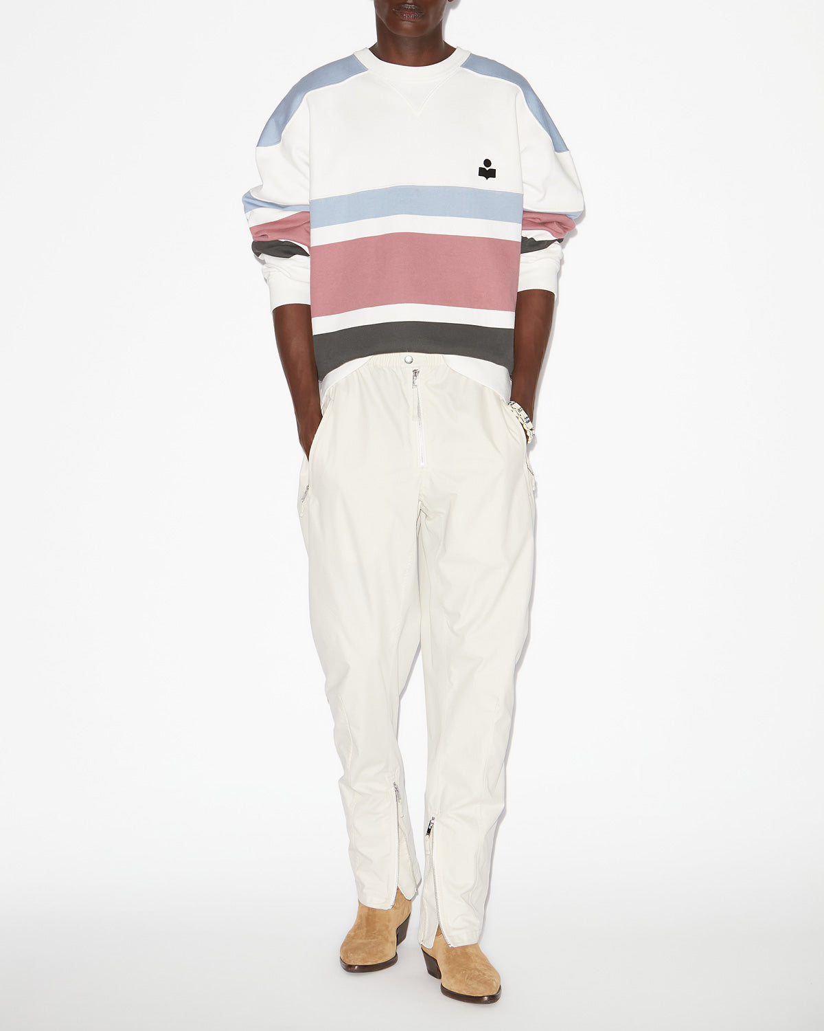 Sweatshirt meyoan rayé à logos  - Beige - Man - 1