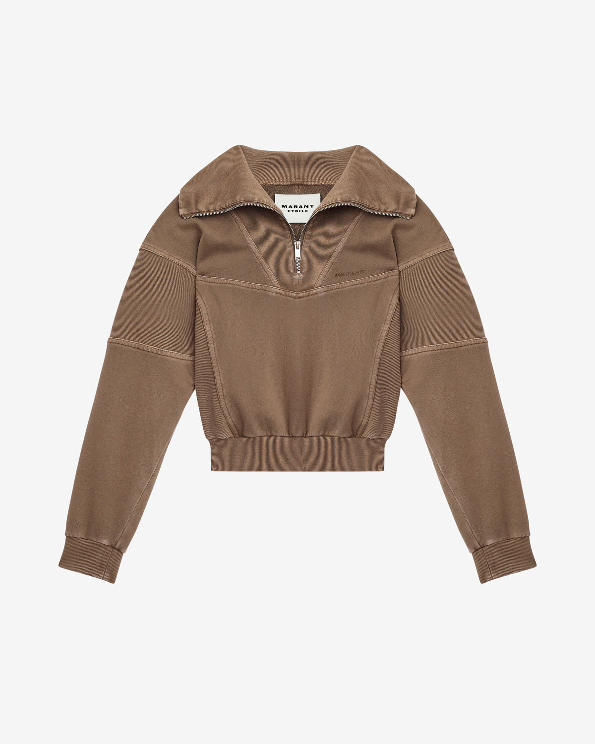 Yaele faded topstitched jersey sweatshirt - Khaki - Woman - 5