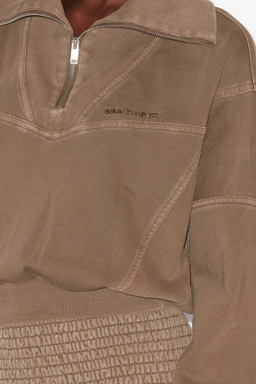 Sweatshirt yaele en jersey délavé surpiqué - Kaki - Woman - 3