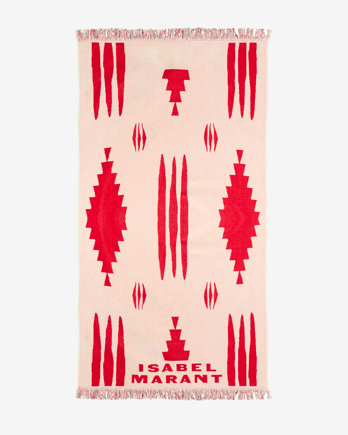 Maratea cotton graphic pattern towel - Ecru and red - Woman - 1
