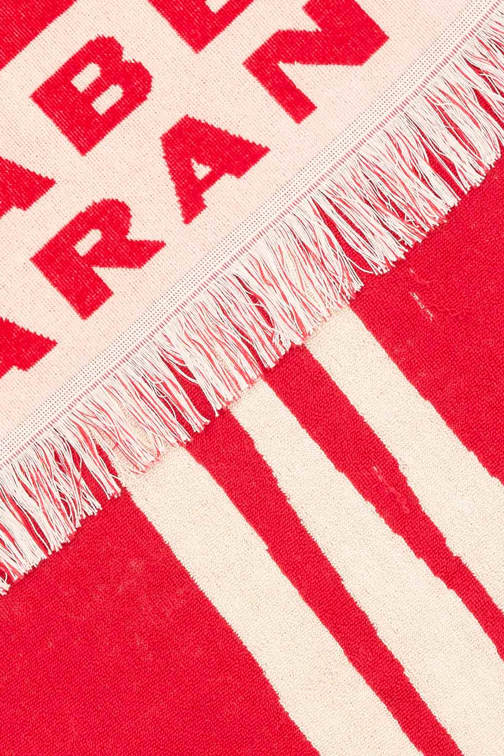 Toalla maratea de algodón con motivos gráficos - Ecru and red - Woman - 2