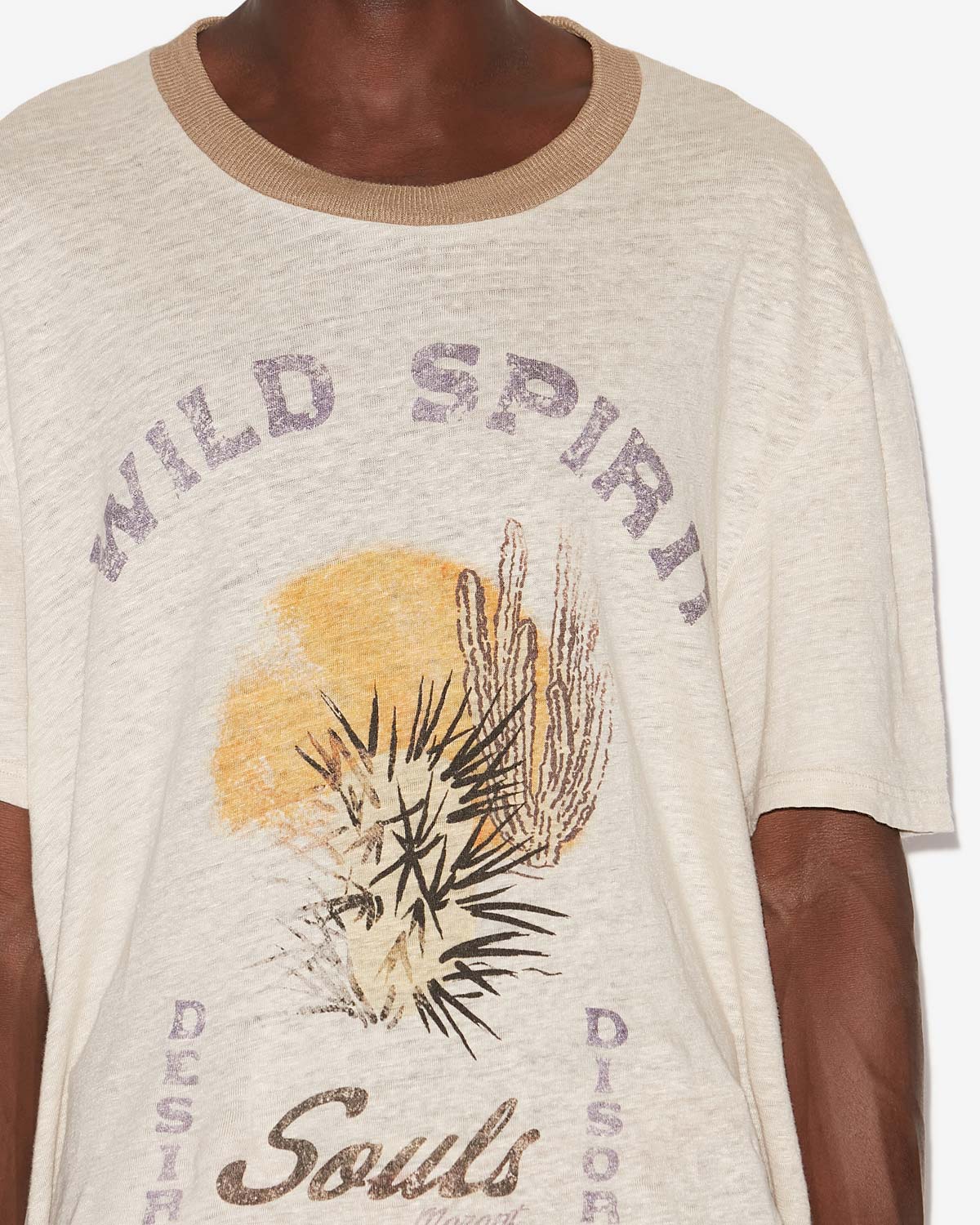 T-shirt honore en lin imprimé - Ecru/sand - Man - 2