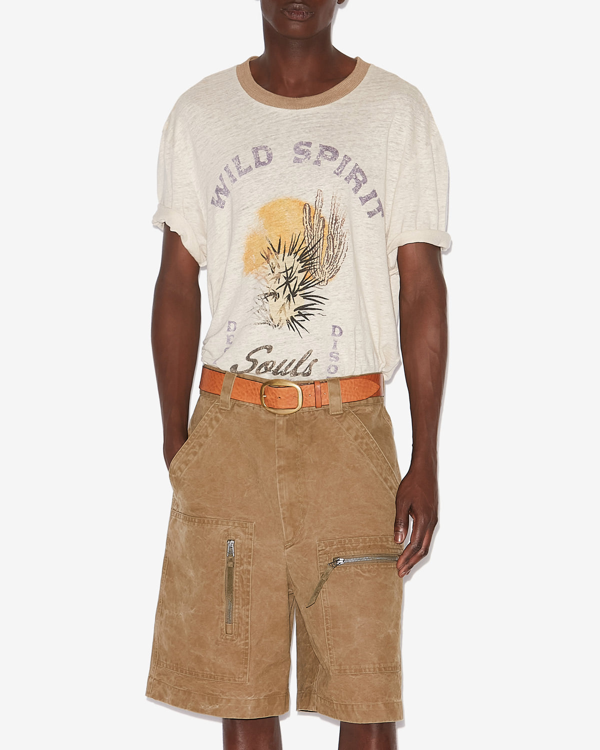 T-shirt honore en lin imprimé - Ecru/sand - Man - 3