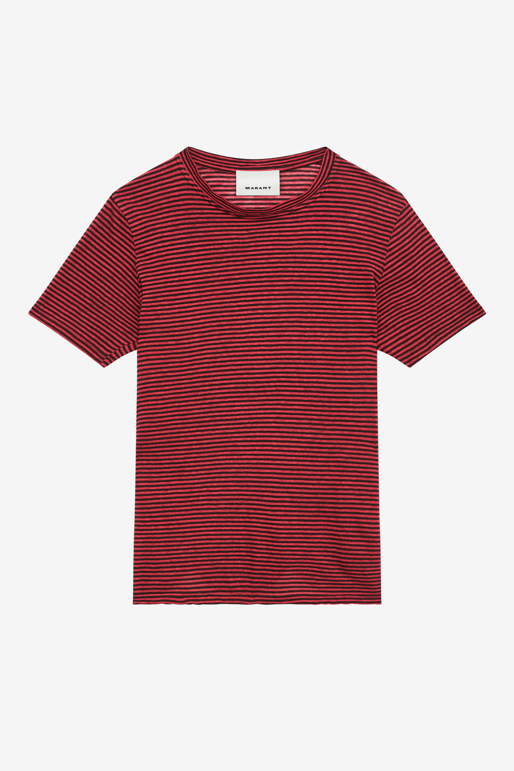 Camiseta leon de lino a rayas - Rojo - Man - 1