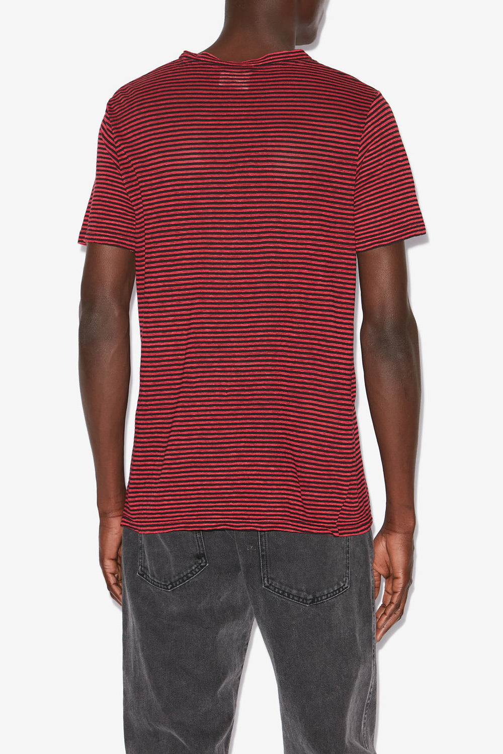 Camiseta leon de lino a rayas - Rojo - Man - 5