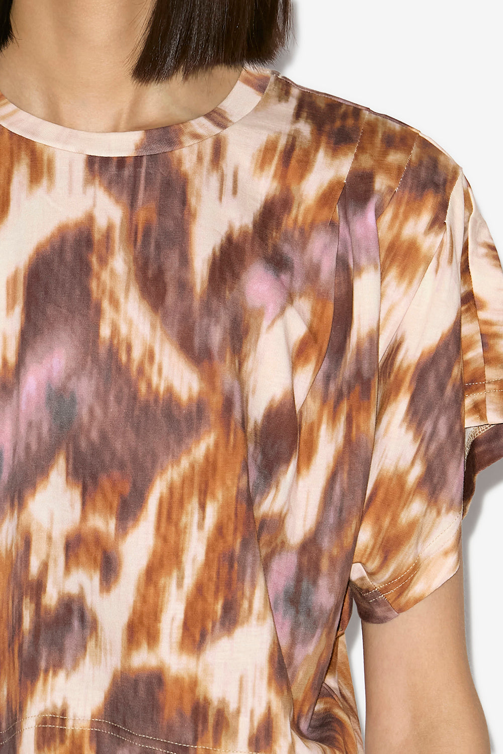 T-shirt court zilia en coton imprimé aquarelle - Écru-ocre - Woman - 3