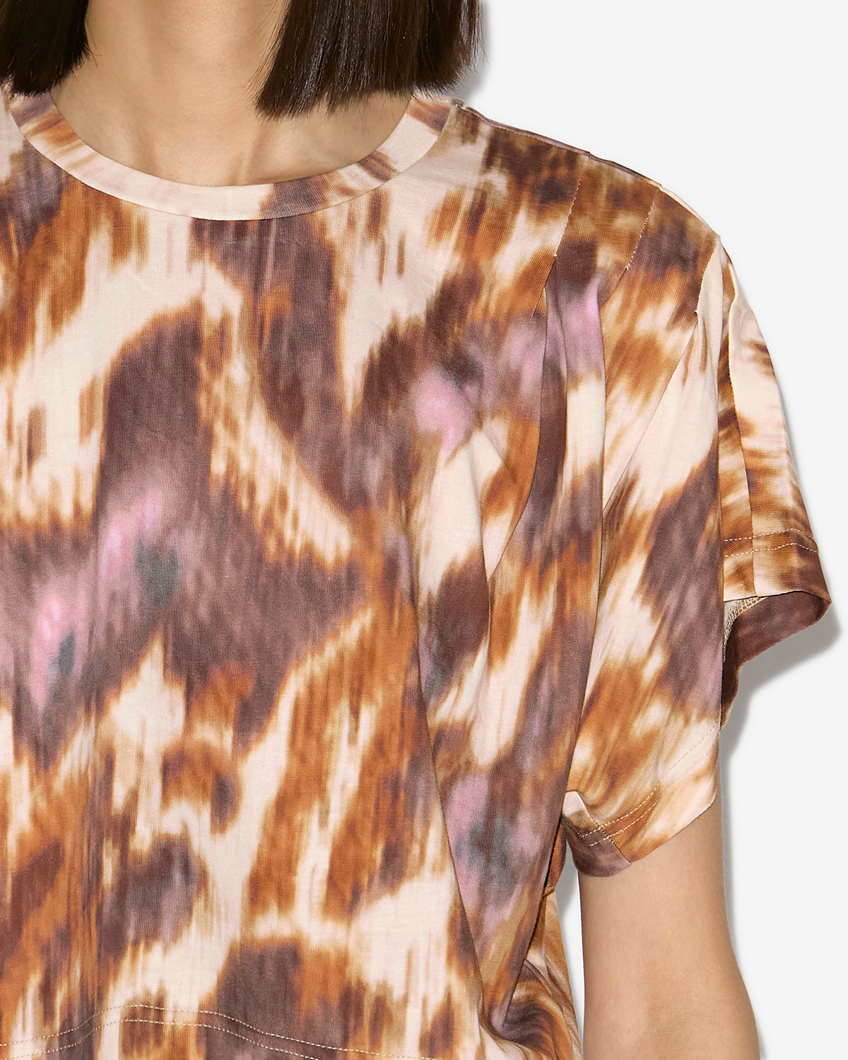 T-shirt court zilia en coton imprimé aquarelle - Écru-ocre - Woman - 2