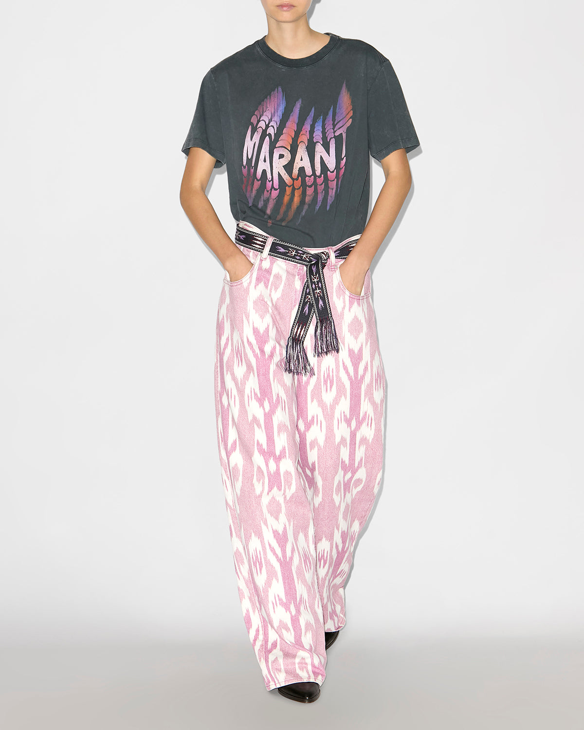 T-shirt à logo zoeline en coton  - Noir délavé - Woman - 1