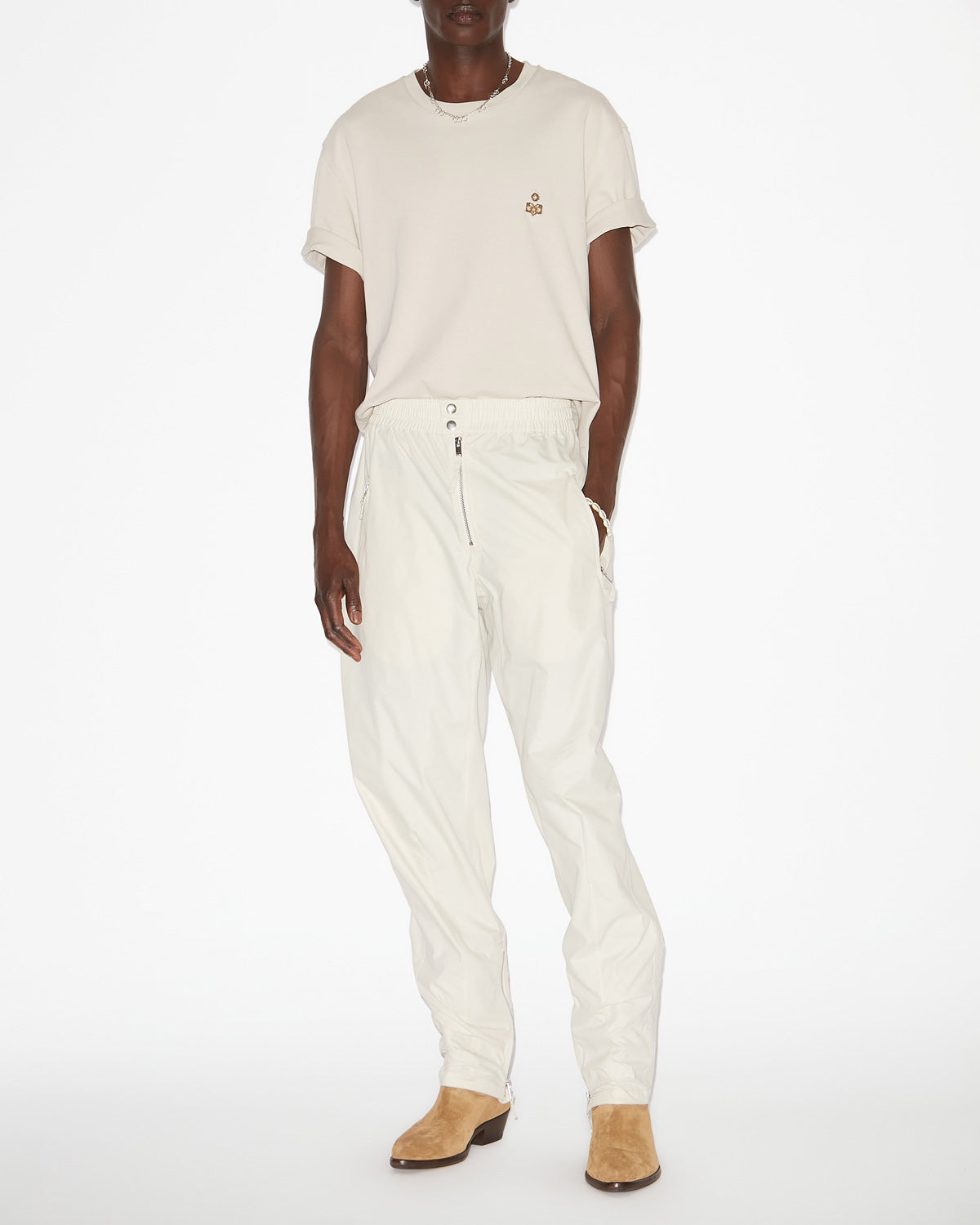 Hugo cotton t-shirt with logo - Ecru - Man - 1