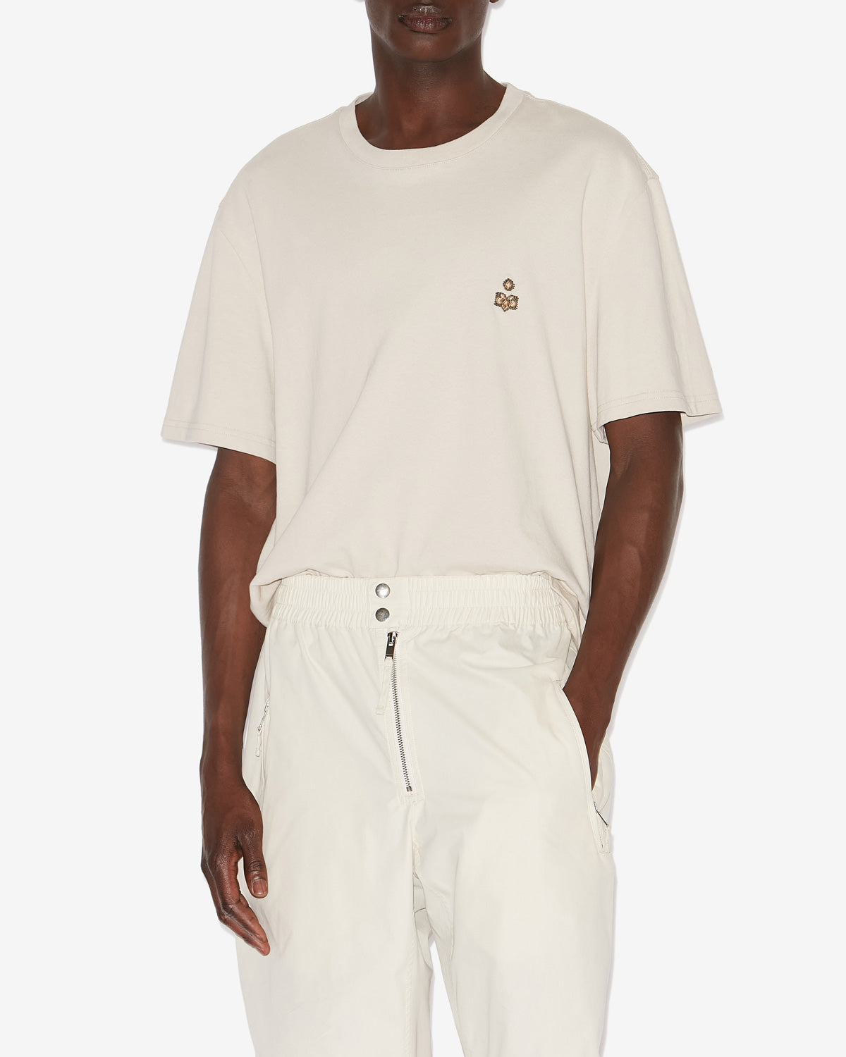 Hugo cotton t-shirt with logo - Ecru - Man - 3