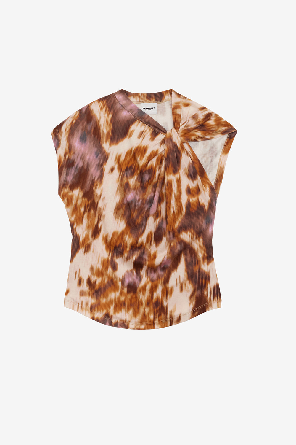 Camiseta asimétrica nayda de algodón estampada - Ecru-ochre - Woman - 1