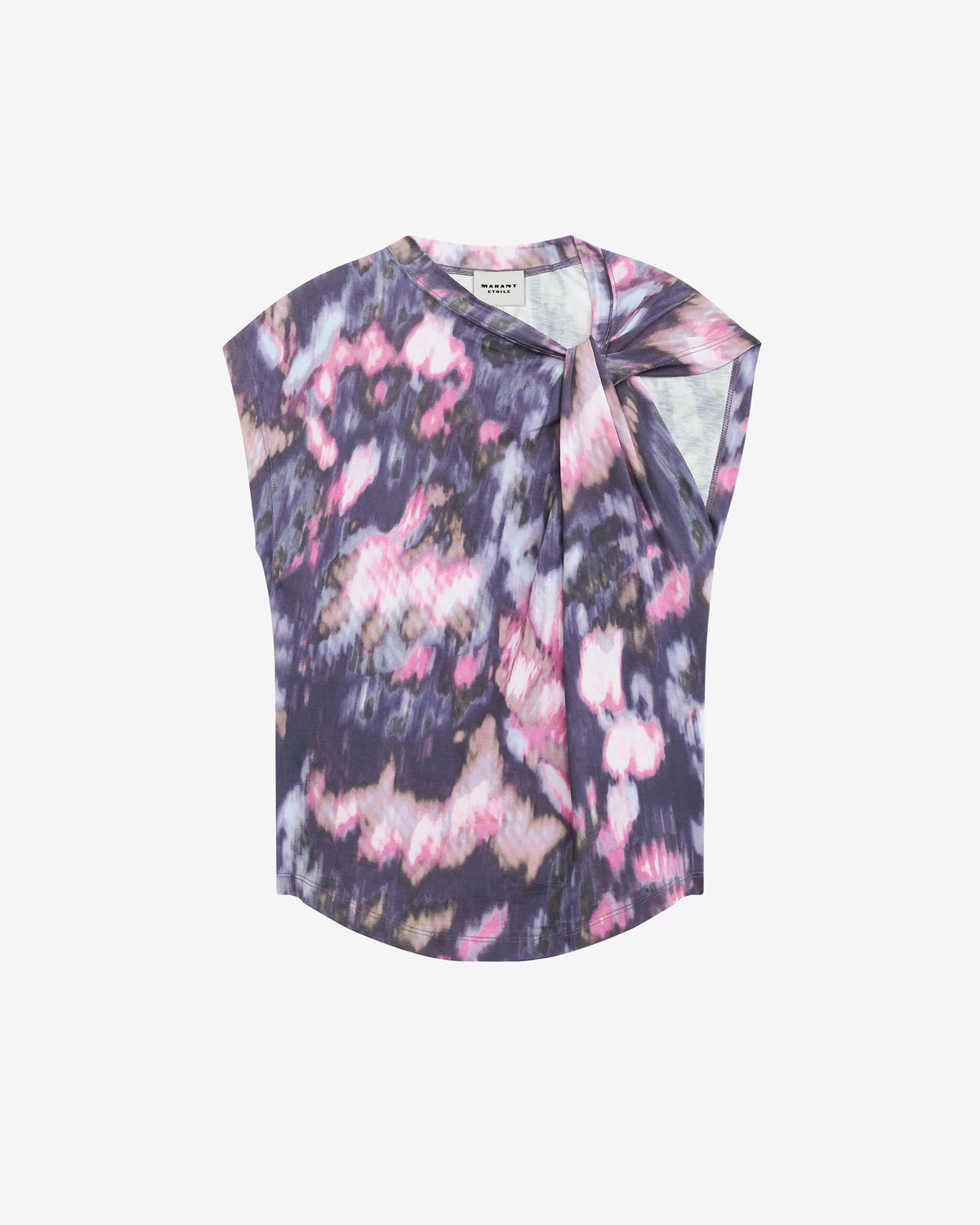 Asymmetrisches t-shirt nayda aus bedruckter baumwolle - Purple-lilac - Woman - 5