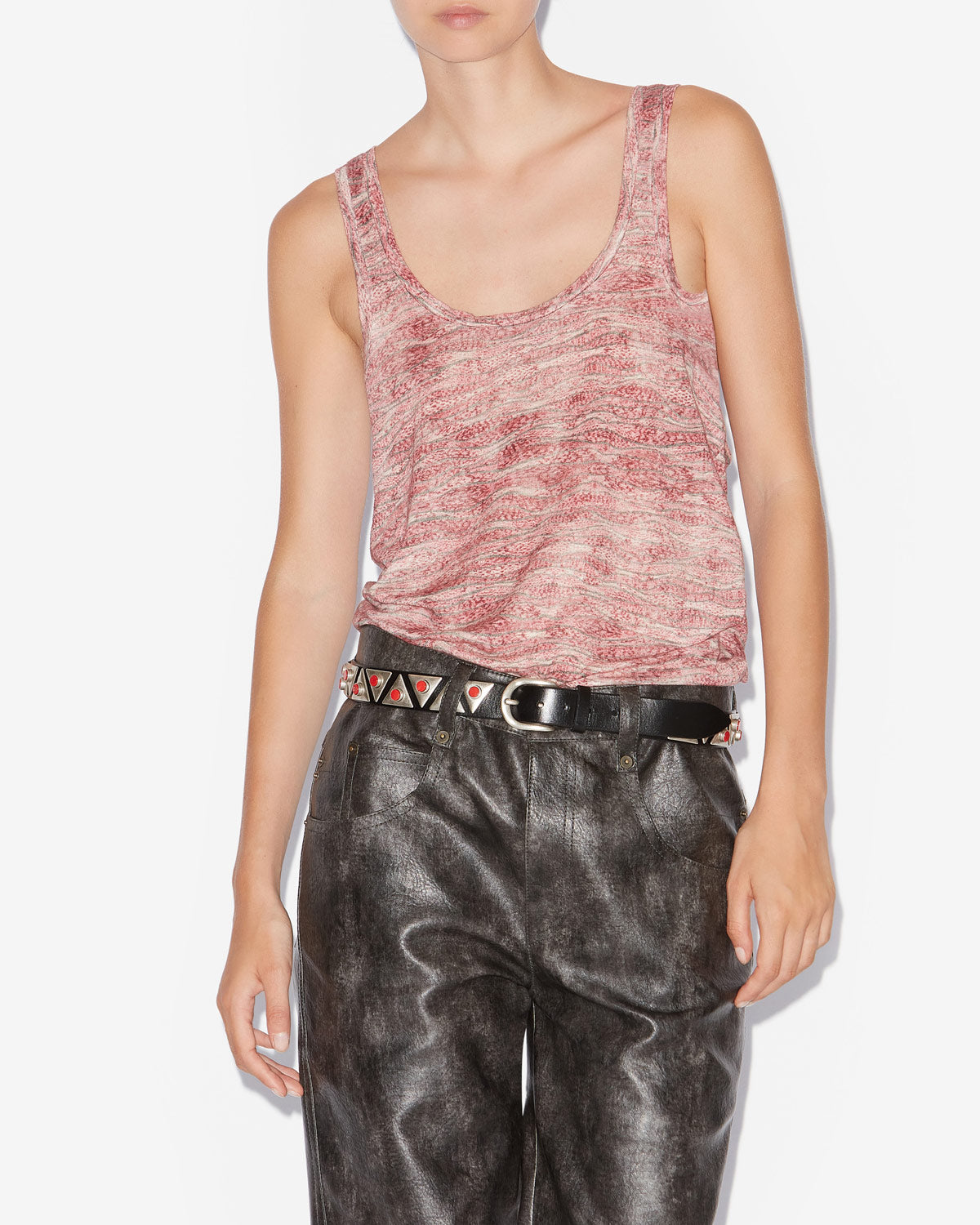 Débardeur thea en lin imprimé - Rouge - Woman - 3