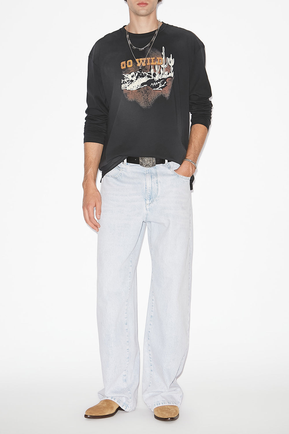 Camiseta leiloha de lino estampado - Negro lavado - Man - 2