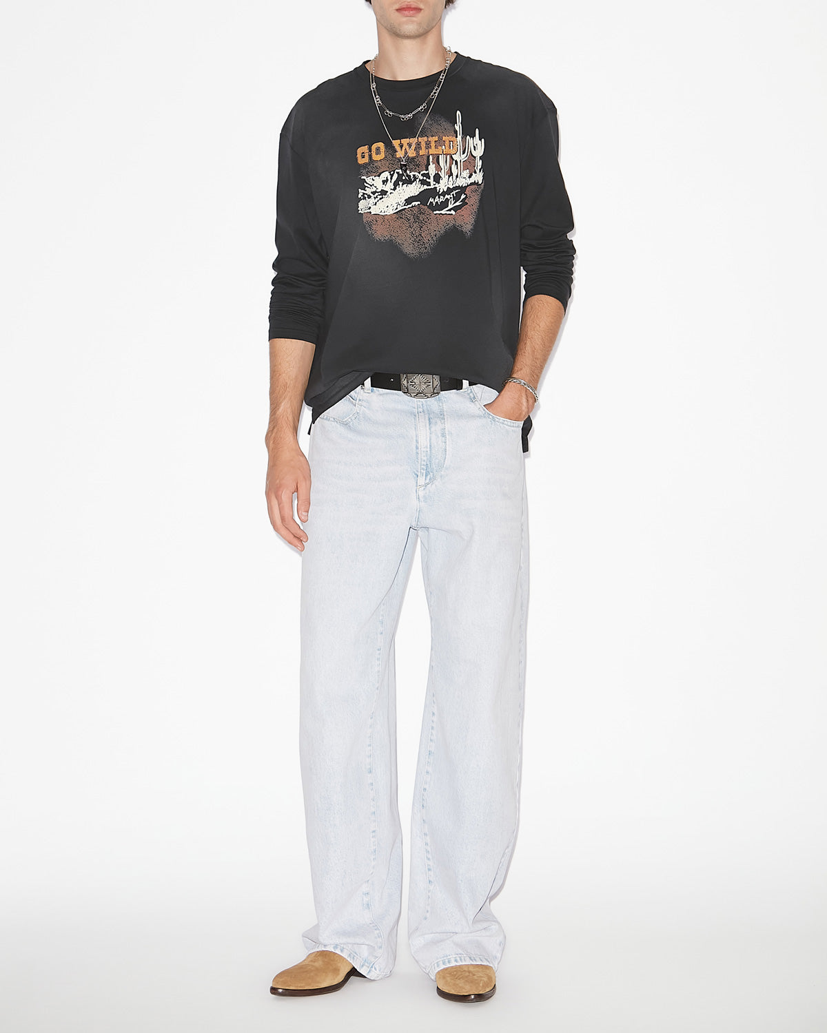 Leiloha printed linen t-shirt - Black - Man - 1