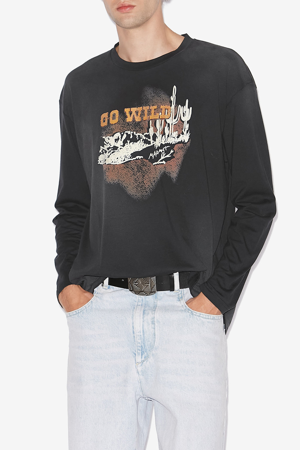 Camiseta leiloha de lino estampado - Negro lavado - Man - 4