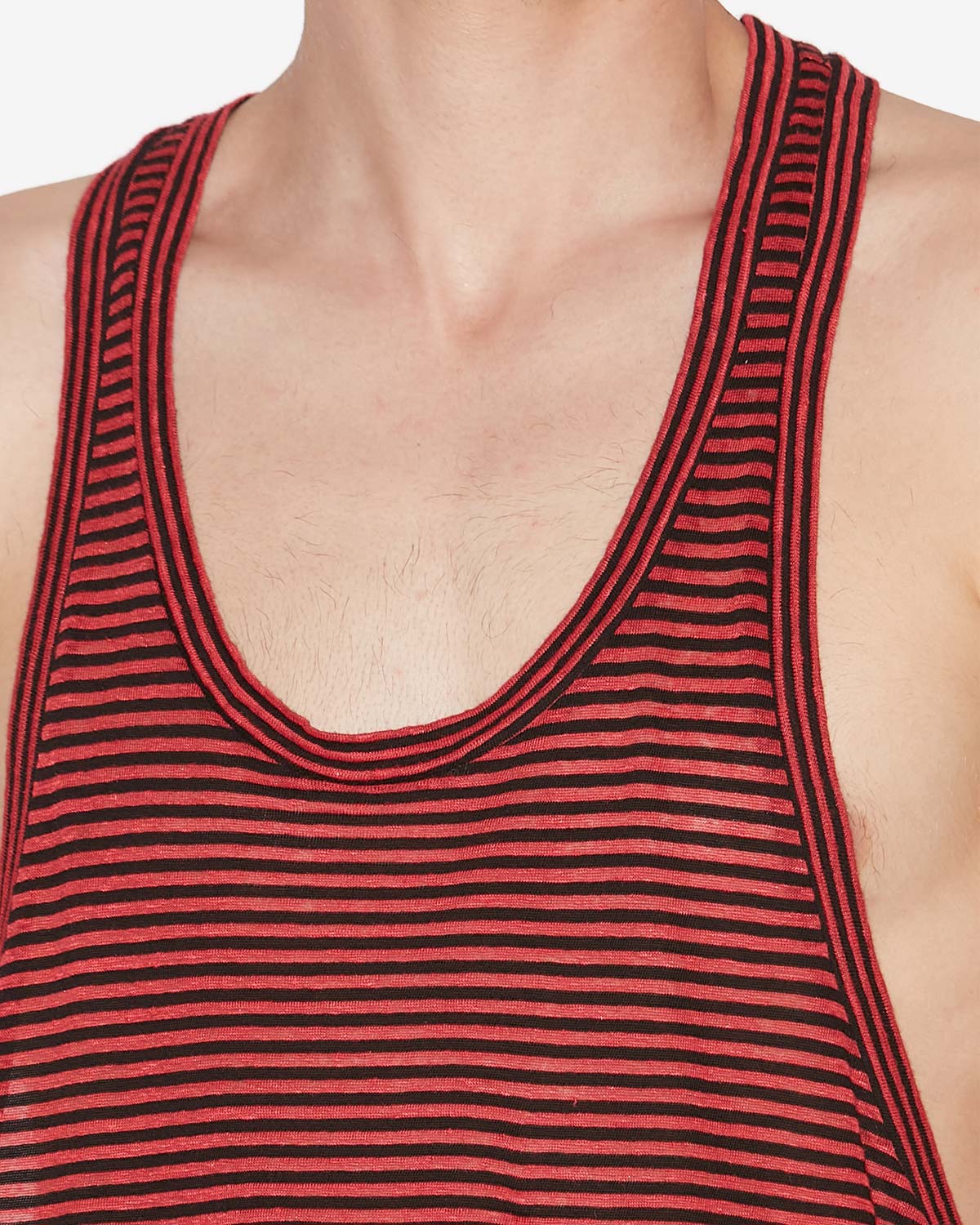 Tanktop darius aus gestreiftem leinen - Rot - Man - 2