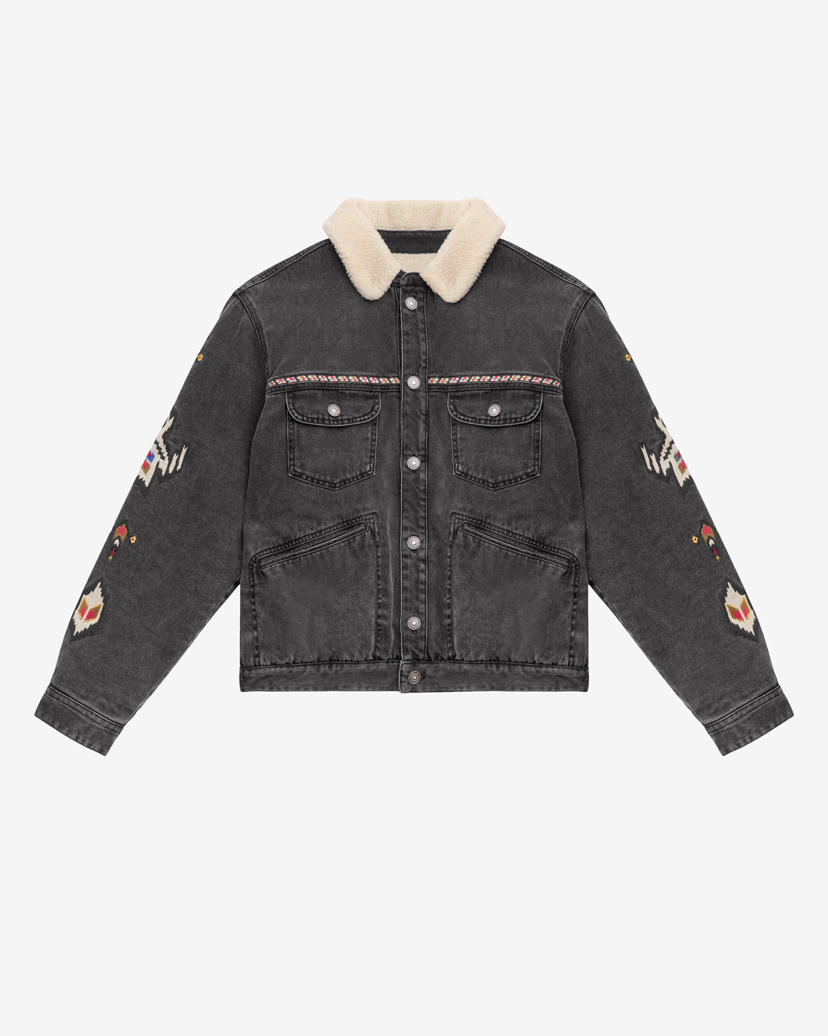 Giacca jenson in denim ricamato - Grigio scuro - Man - 5