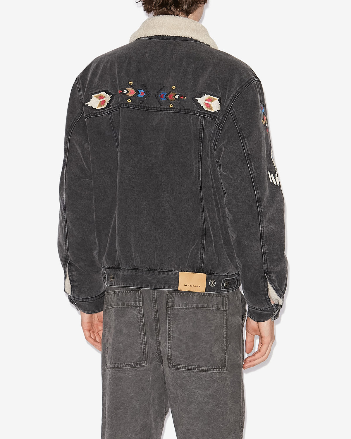 Giacca jenson in denim ricamato - Grigio scuro - Man - 4