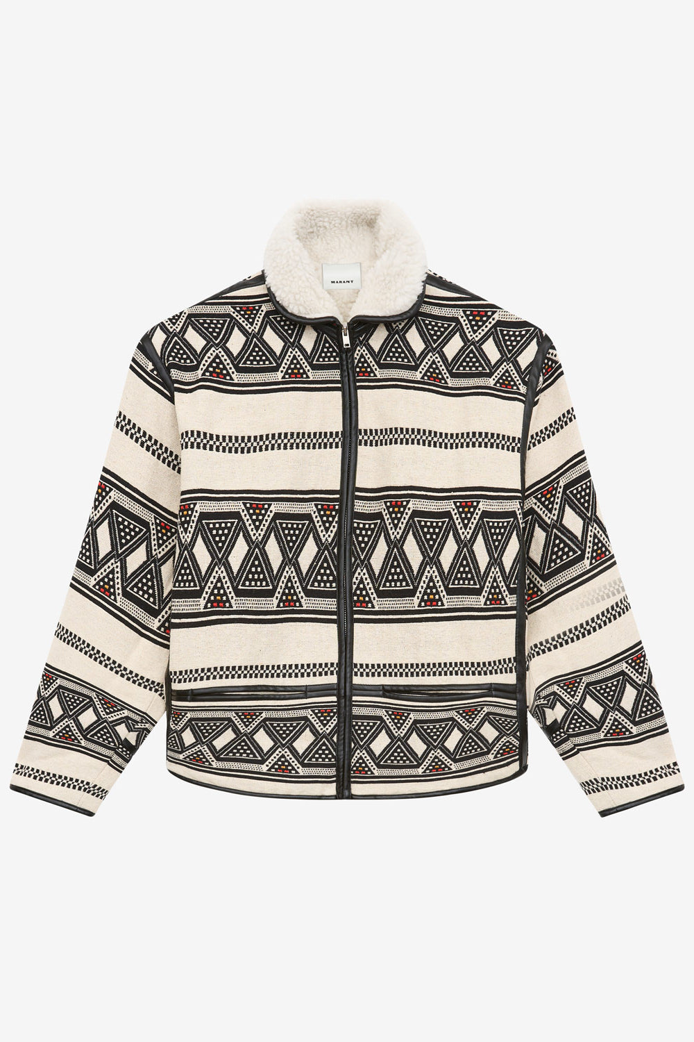 Nelkis graphic pattern jacquard jacket - Ecru and black - Man - 1