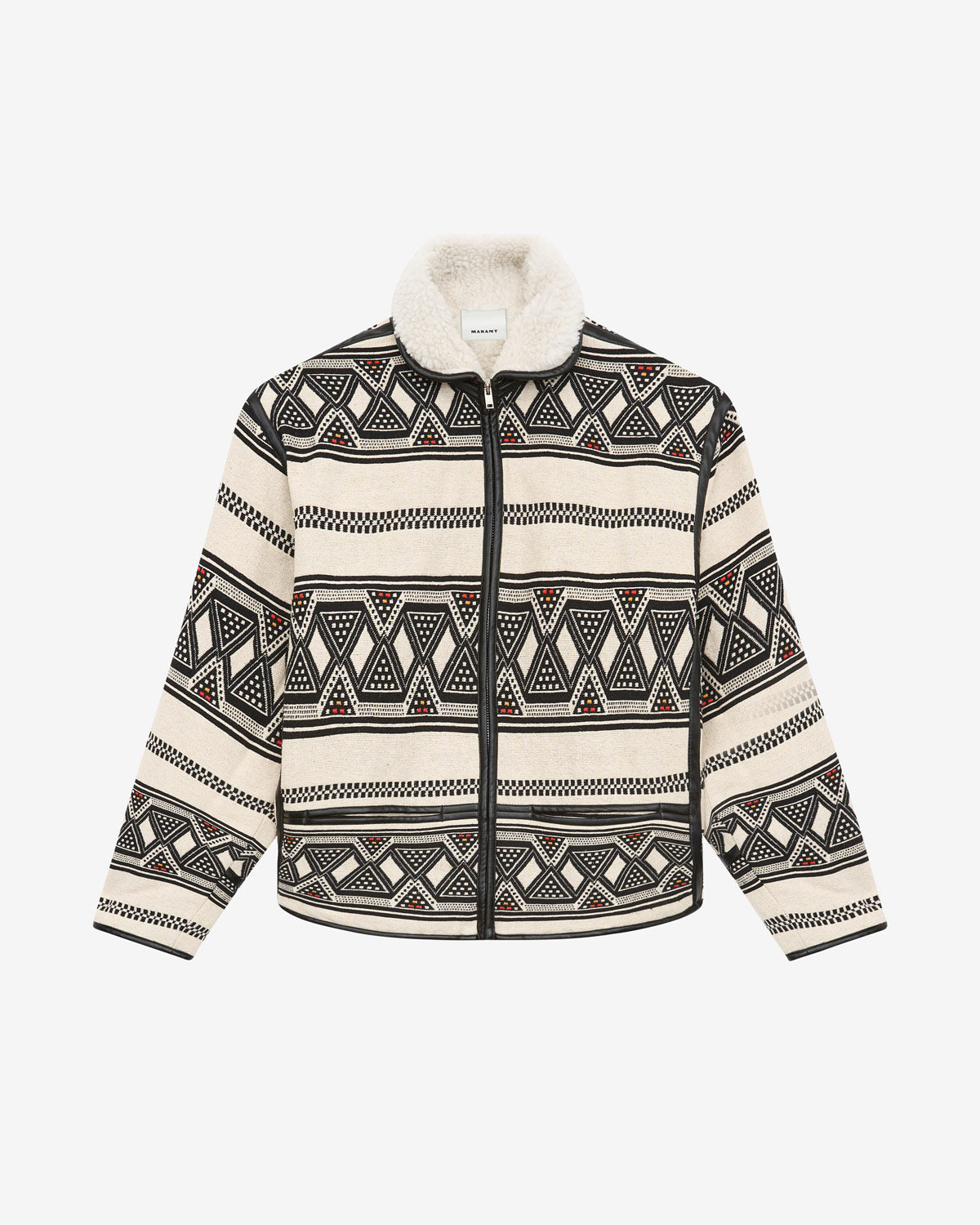 Nelkis graphic pattern jacquard jacket - Ecru and black - Man - 5